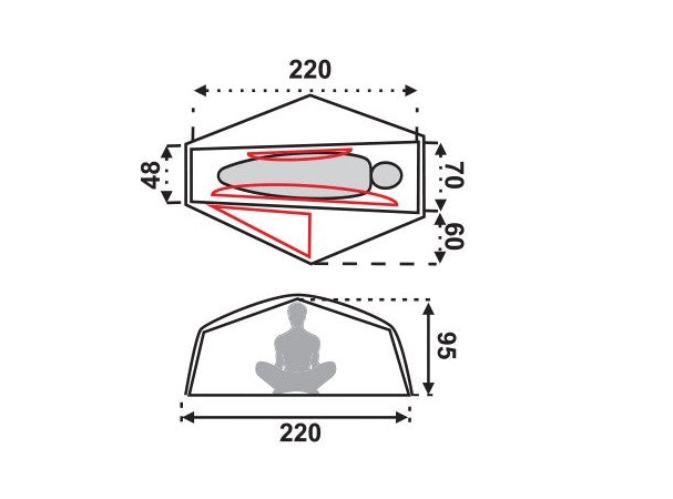 Ultralight telts Fjord Nansen Tromvik Nylon Ripstop 15D vienvietīga telts / 1,5 kg 