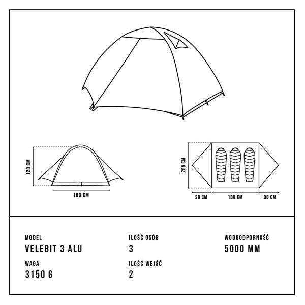 Alpinus Velebit 3 ALU Tent