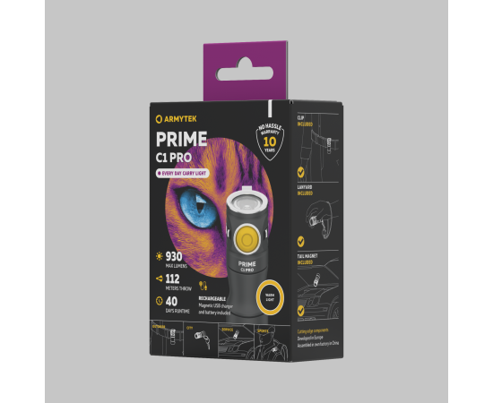 Armytek Prime C1 Pro ar silti baltu gaismu – kompakts kabatas LED lukturis, produkta foto 21