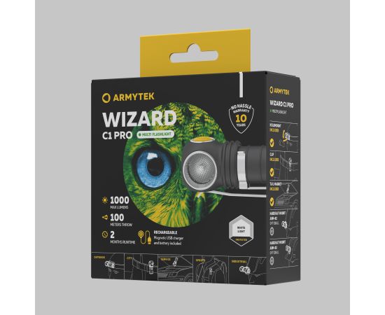 Armytek Wizard C1 Pro ar baltu gaismu – kompakts LED galvas lukturis, produkta foto 9